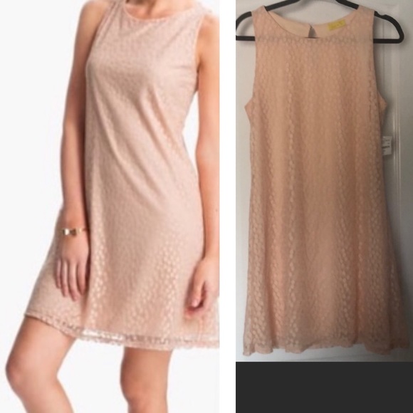 NWT Nordstrom Dee Elle Lace Spring Blush Peach Polka Dot Sleeveless Shift Dress - Picture 1 of 12